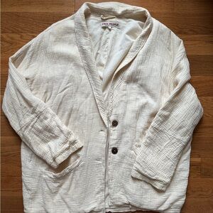 Free People Ivory Textured Knit Cardigan
